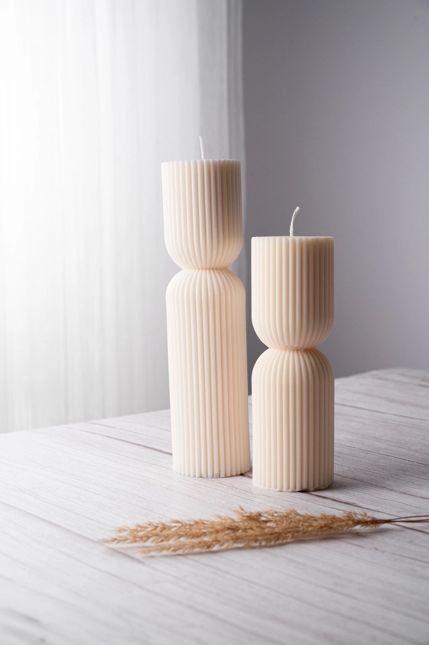 Tall Aesthetic Pillar Candles- Set of 2