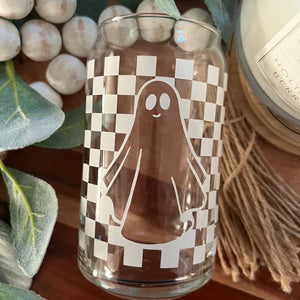 Spooky Ghost Halloween Beer Can Glass